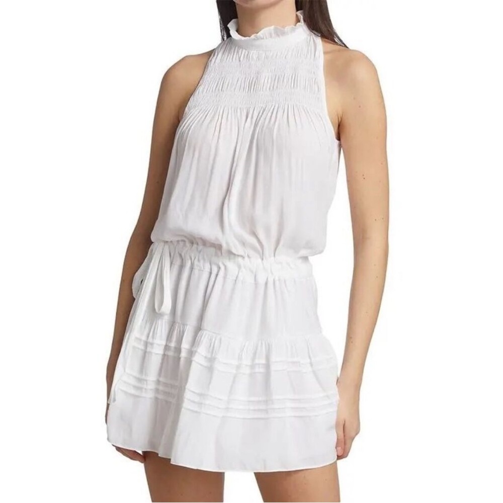 NWT RAMY BROOK FLYNN RUFFLE DRESS - white